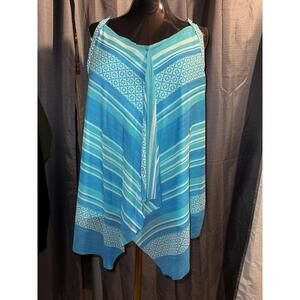 Beach House Blue White Stripe Draped Built In Underwire Bra Tankini Swim Top 24W